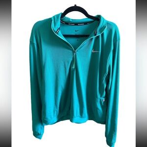 Nike women’s dri fit quarter zip long sleeve green running activewear XL